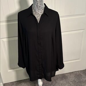 CJ Banks Black Button Down Blouse 1X
